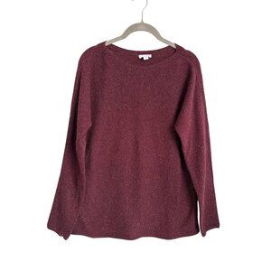 J. Jill Womens Small Silk Cotton Blend Speckled Pullover Knit Sweater Burgundy